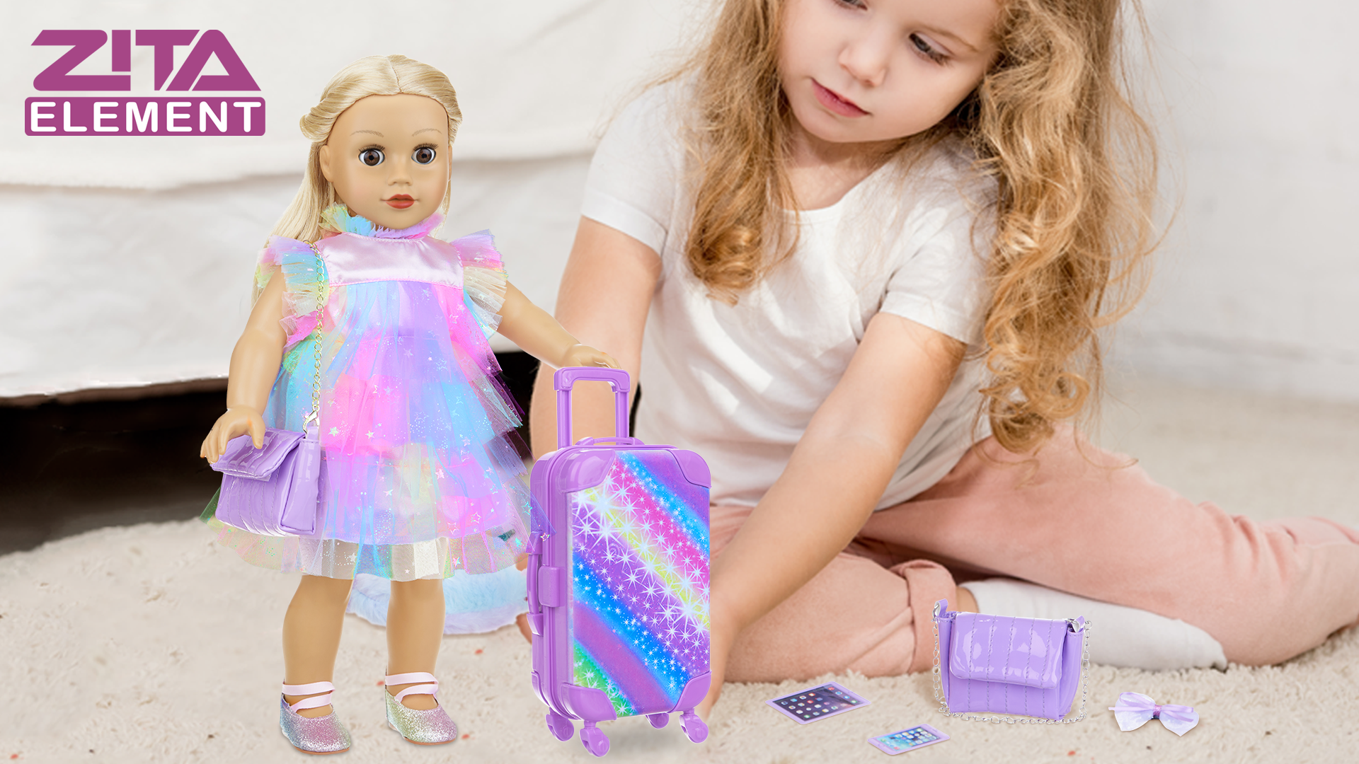 Amazon.com: ZITA ELEMENT American 18 Inch Doll Suitcase and